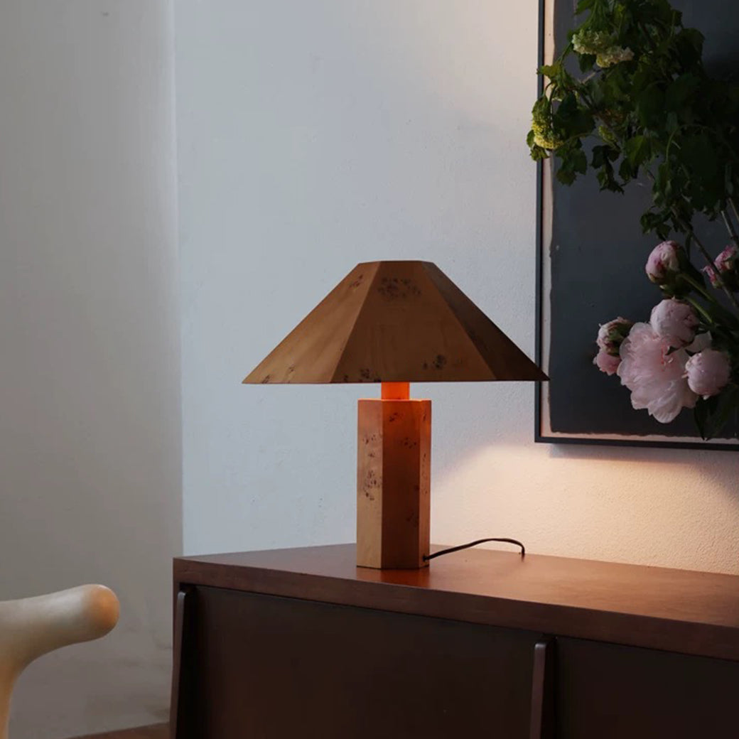 BURL WOOD TABLE LAMP