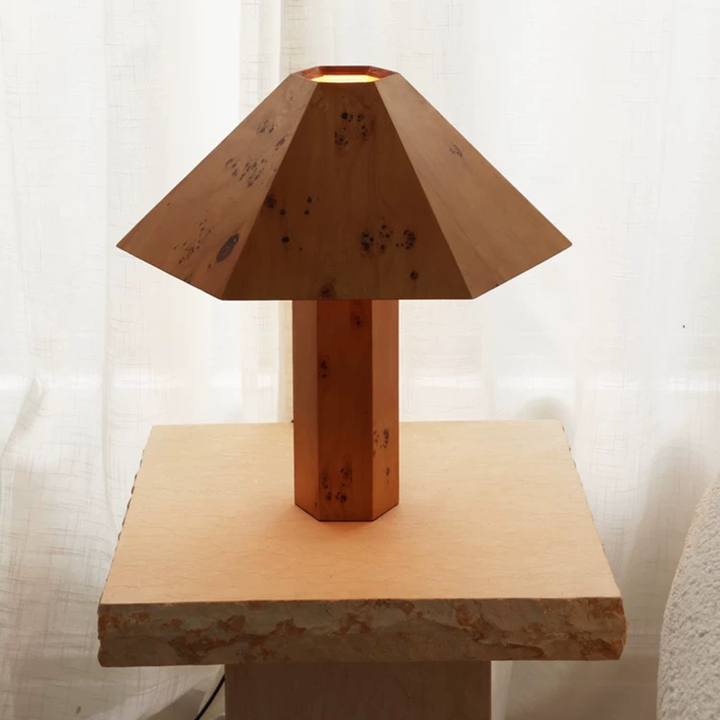 BURL WOOD TABLE LAMP