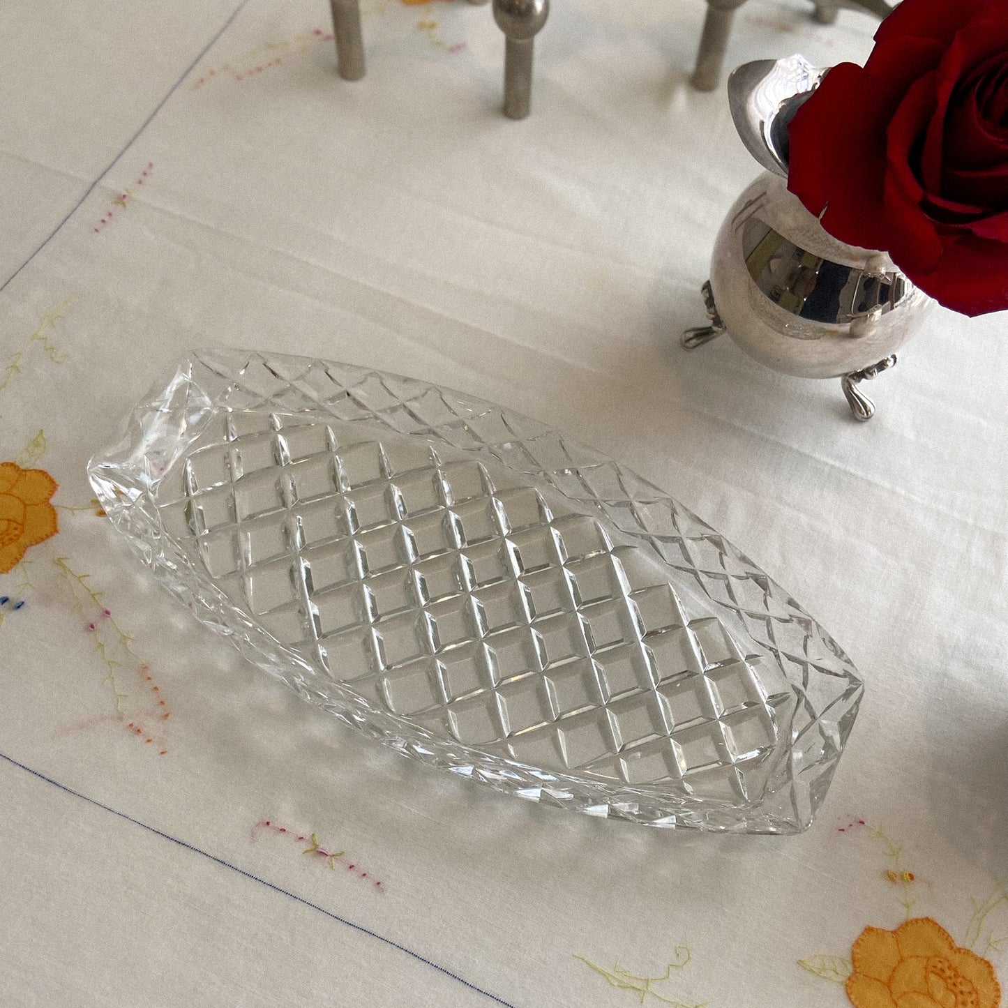 VINTAGE CUT GLASS HOLD ALL DISH