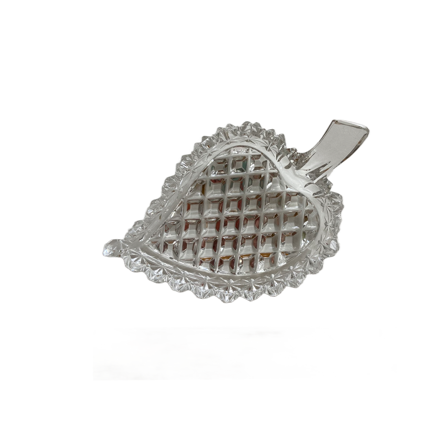 VINTAGE CUT GLASS HEART DISH