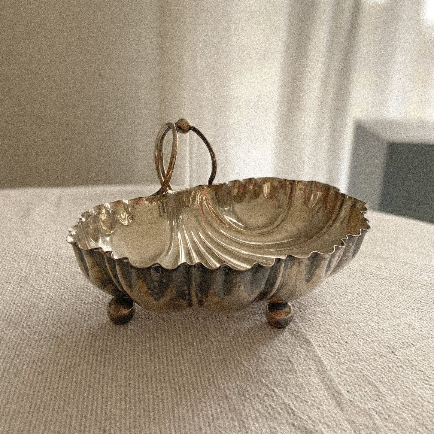 VINTAGE SILVER BALL DISH