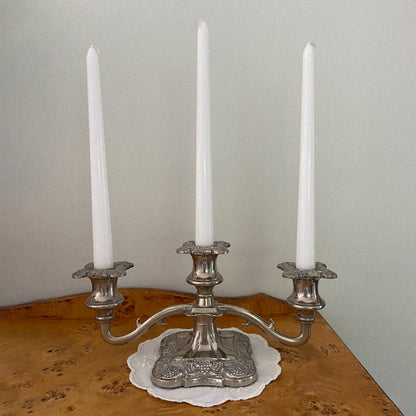 VINTAGE - VICTORIAN SILVER PLATED THREE ARM CANDLEHOLDER - CIRCA 1880's