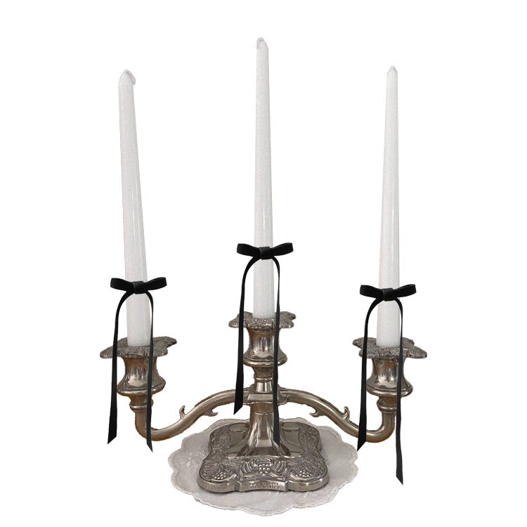 VINTAGE - VICTORIAN SILVER PLATED THREE ARM CANDLEHOLDER - CIRCA 1880's