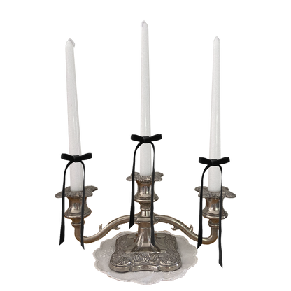 VINTAGE - VICTORIAN SILVER PLATED THREE ARM CANDLEHOLDER - CIRCA 1880's
