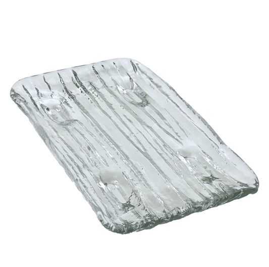 VINTAGE MOUTH-BLOWN CLEAR GLASS FOOTED TRAY – ITALGLASS CORP, 1960s